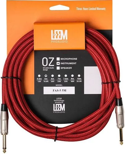 Leem FAS-5(RD/BK) Кабель инструментальный, красный/черный.