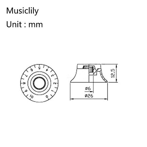 Musiclily MX1560BK Ручка для потенциометра типа Les Paul, черная.